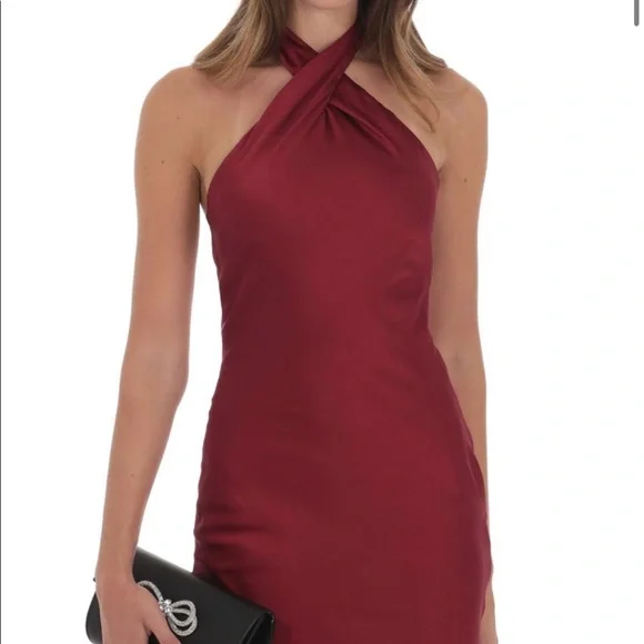 Lucy in the Sky | Dresses | Wine Red Satin Wedding Guest Dress | Poshmark